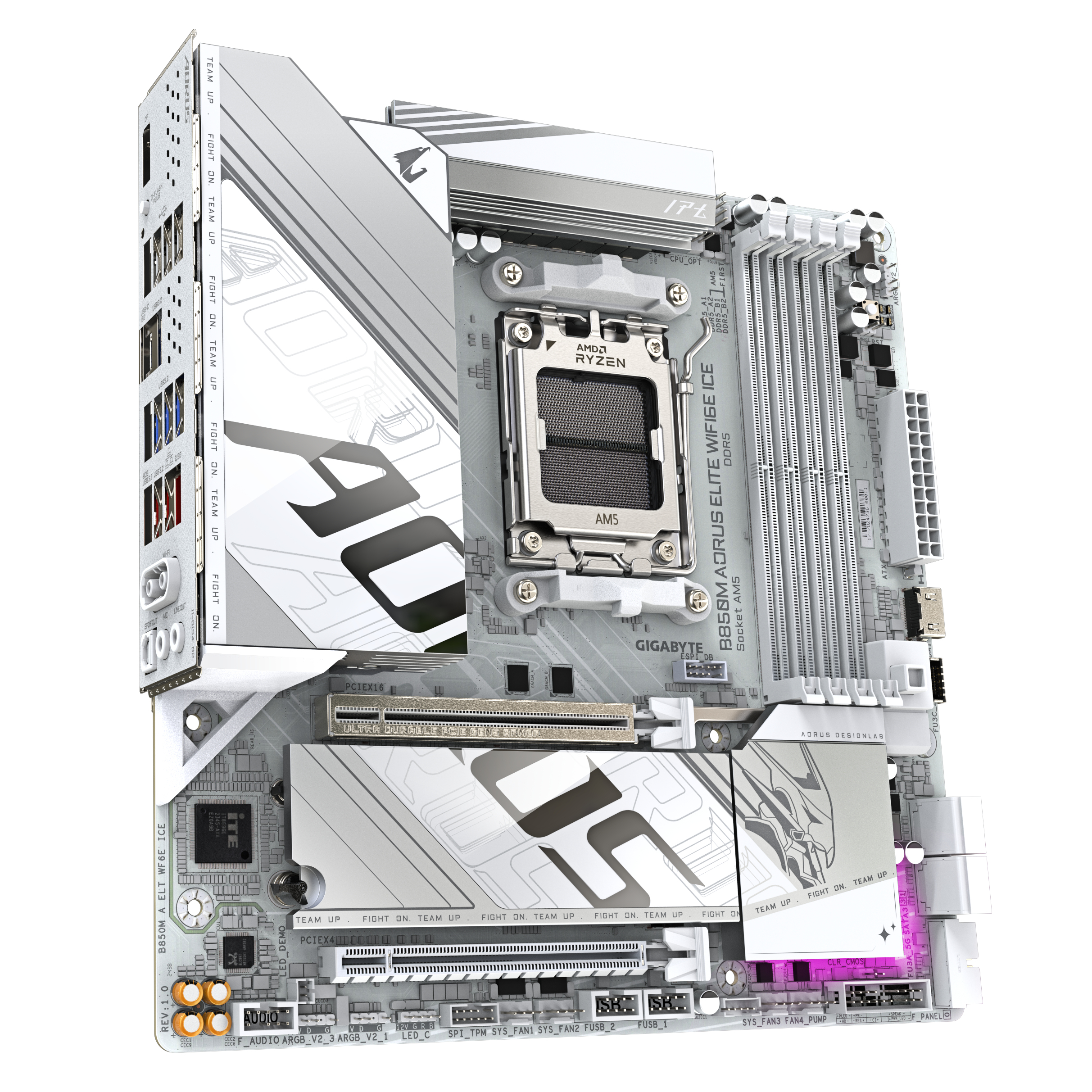 Bekijk afbeelding 3 van Gigabyte AM5 B850M AORUS ELITE WIFI6E ICE - DDR5/2xM.2